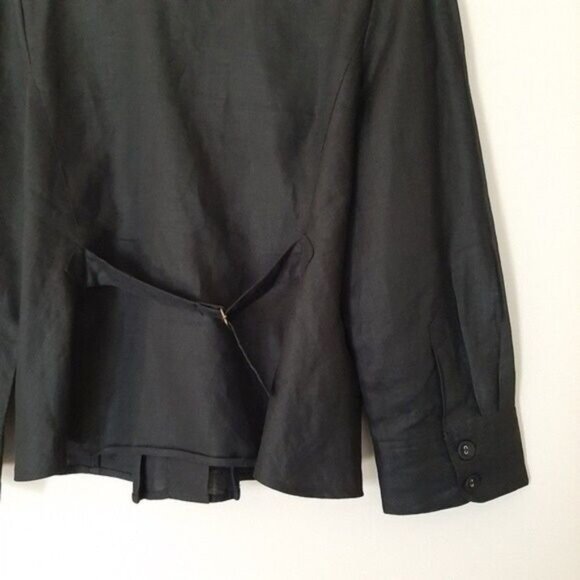 GRACE ELEMENTS 100% Linen Jacket Blazer Black Sz 8 - Picture 8 of 10